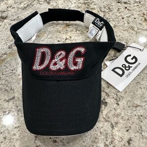 D&G Dolce & Gabana Black Visor with Red and White Embroidered Logo